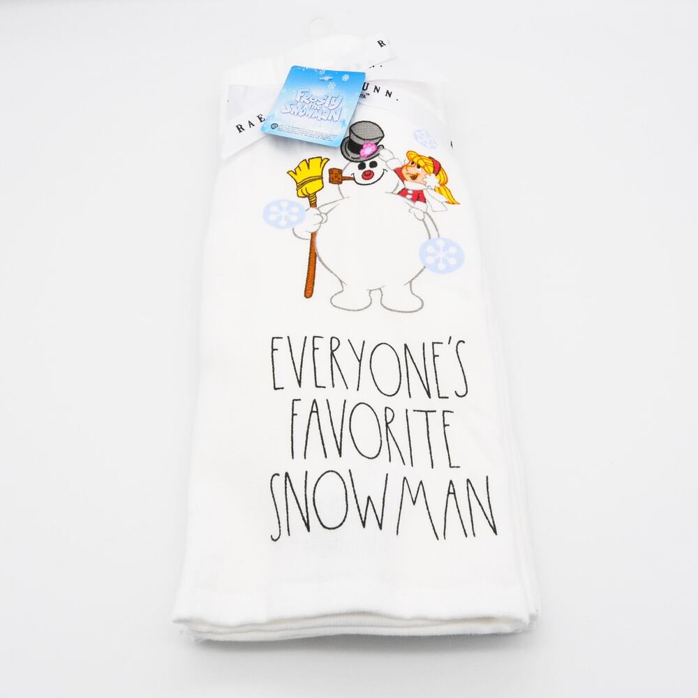 Frosty The Snowman Rae Dunn "Everyone's Favorite Snowman" Kitchen Towel Set of 2